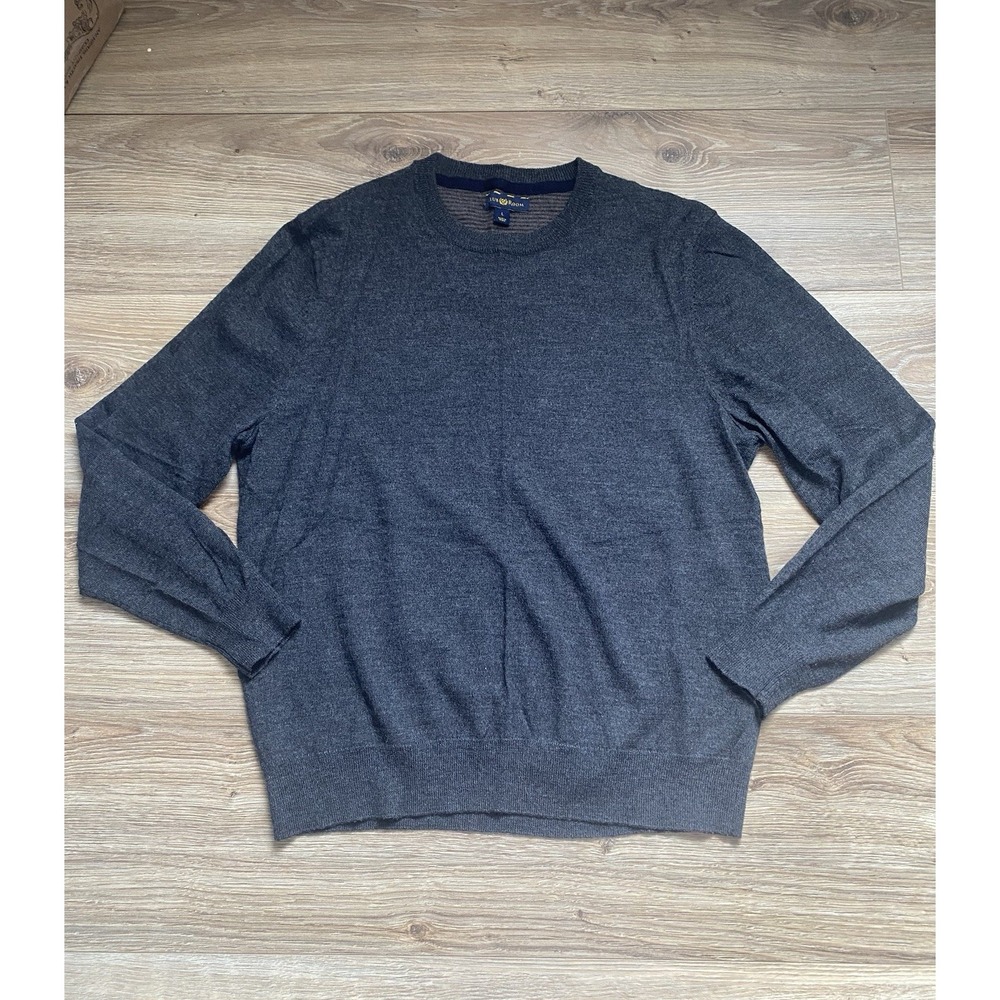 Club Room Sweater Size Large Crewneck Long Sleeve Pullover Merino Wool Knitwear